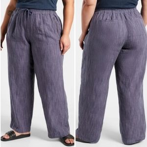 Athleta Cabo Linen Textured Wide Leg Pant Size 24 Medieval Violet